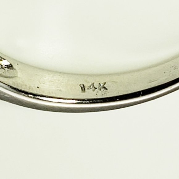 Vintage 14 Karat White Gold Diamond Wedding Band Ring Size 7.5 #11966 - Picture 7 of 9